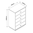 Cassettiera Elegante con 5 Cassetti - Noce/Grigio - 70,30x108,70x44,40 cm