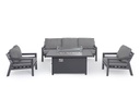 Set 4 Pz Salotto con Cuscino Hendrix Antracite in Alluminio, Acciaio, Vetro e Poliestere