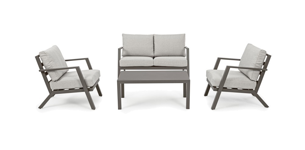 Salotto da giardino in alluminio verniciato marrone con seduta in tessuto sfoderabile - Harley