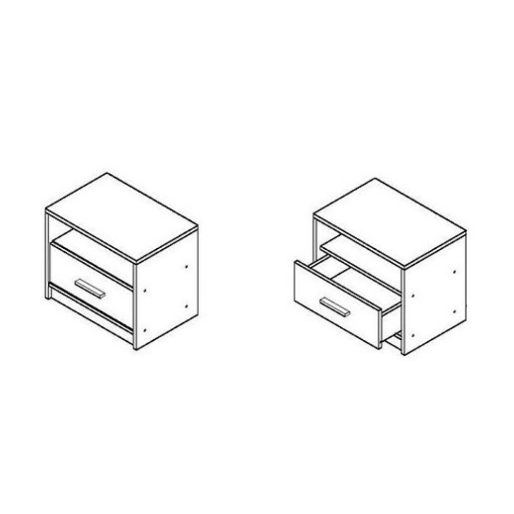 Comodino Nepo 1 cassetto 49,5 cm. rovere sonoma bianco H42xL49.5xP33.5