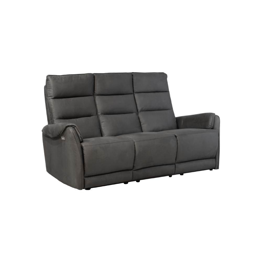 Divano 3 posti Thun 2 recliner elettrici effetto nabuk grigio H109xL187xP98