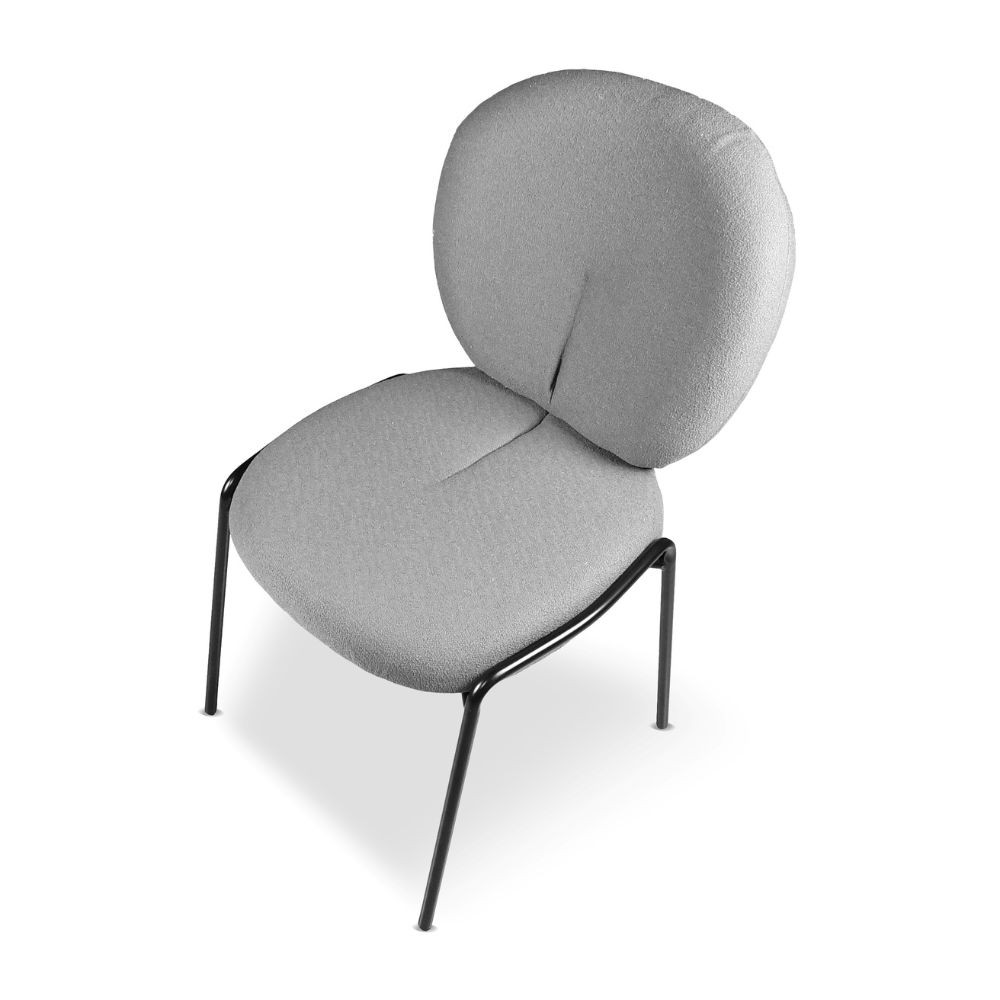 2X Sedia da pranzo Sirio tessuto teddy grigio H94xL53xP39