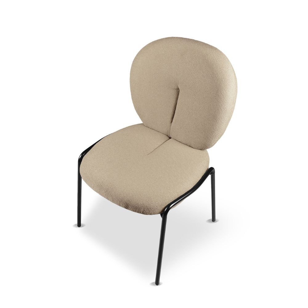 2X Sedia da pranzo Sirio tessuto teddy beige H94xL53xP39