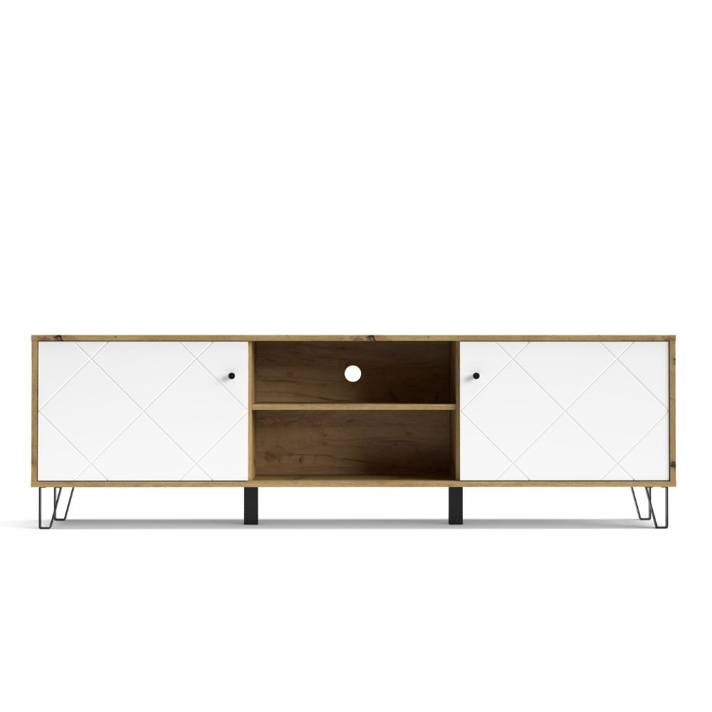 Porta TV Bollo 2 colore rovere e bianco H55.20xL183.40xP40