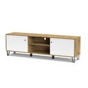 Porta TV Bollo 2 colore rovere e bianco H55.20xL183.40xP40