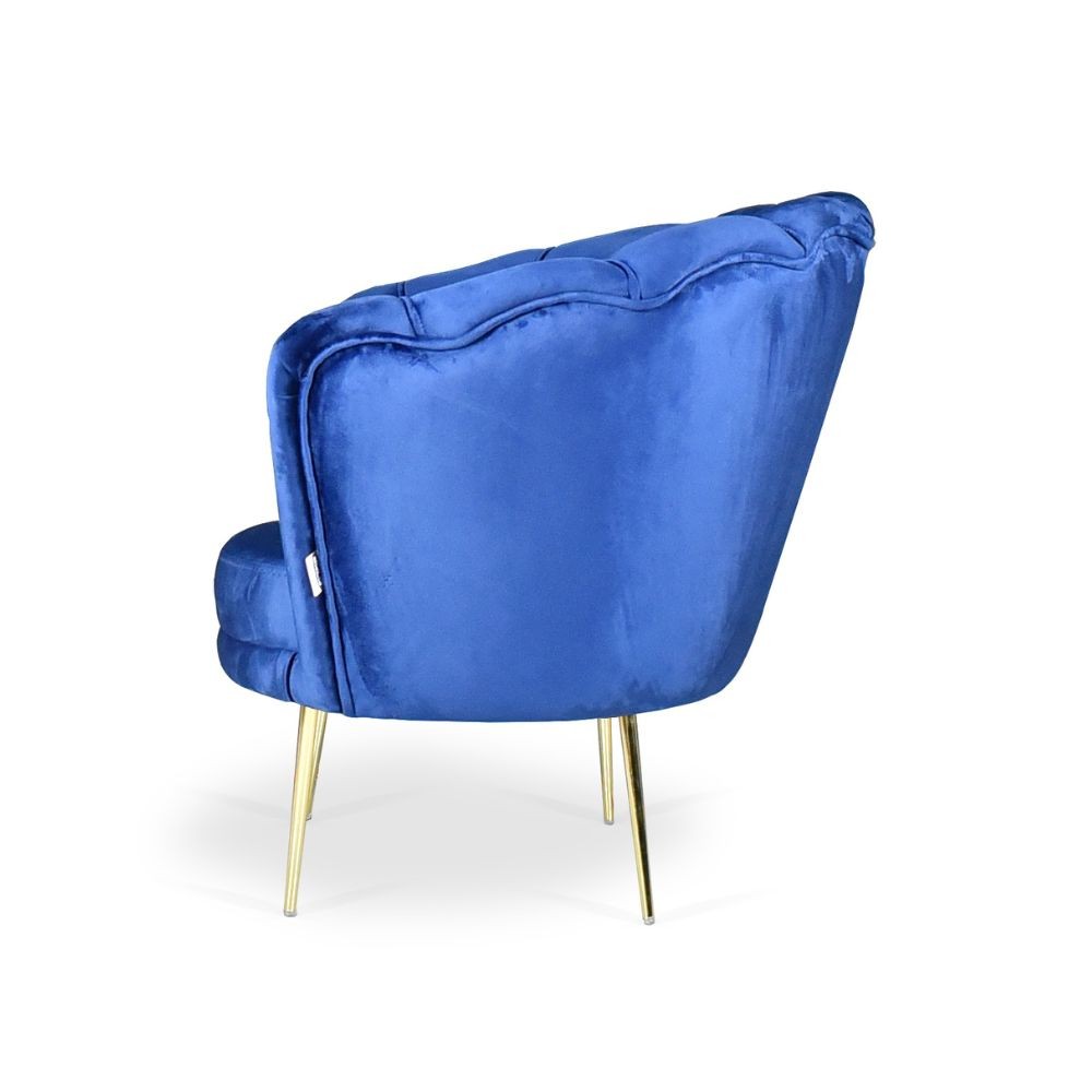 Poltrona Orel in velluto blu Babyface 24 piedini oro H76xL70xP70