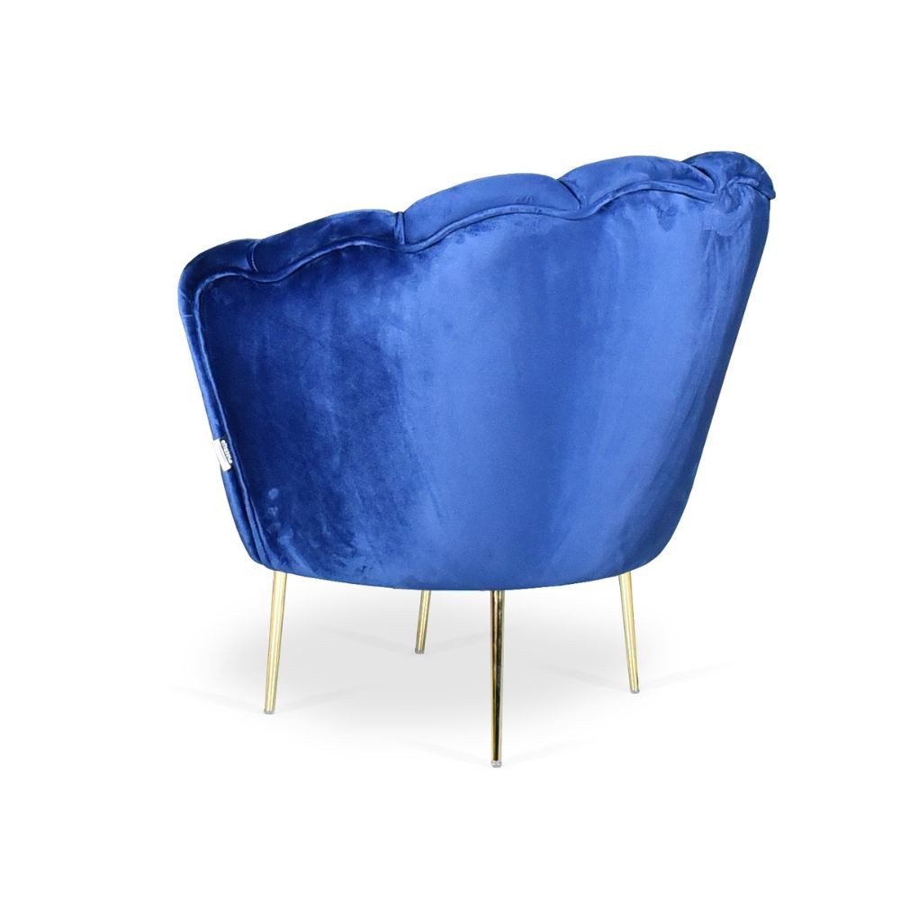 Poltrona Orel in velluto blu Babyface 24 piedini oro H76xL70xP70