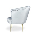 Poltrona Orel in velluto azzurro polvere Babyface 20 bordo grigio fumè e piedini oro H76xL70xP70