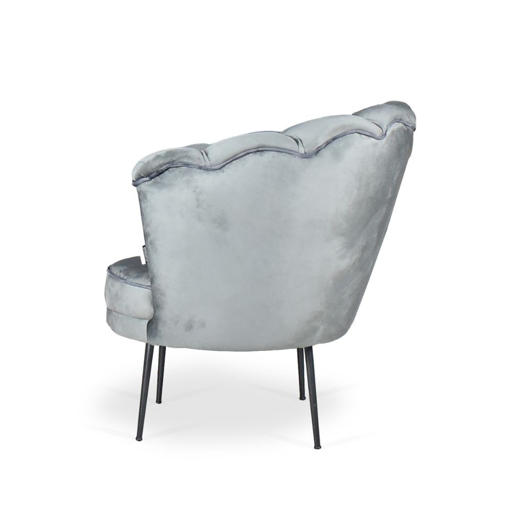 Poltrona Orel in velluto grigio Babyface 21 piedini neri H76xL70xP70