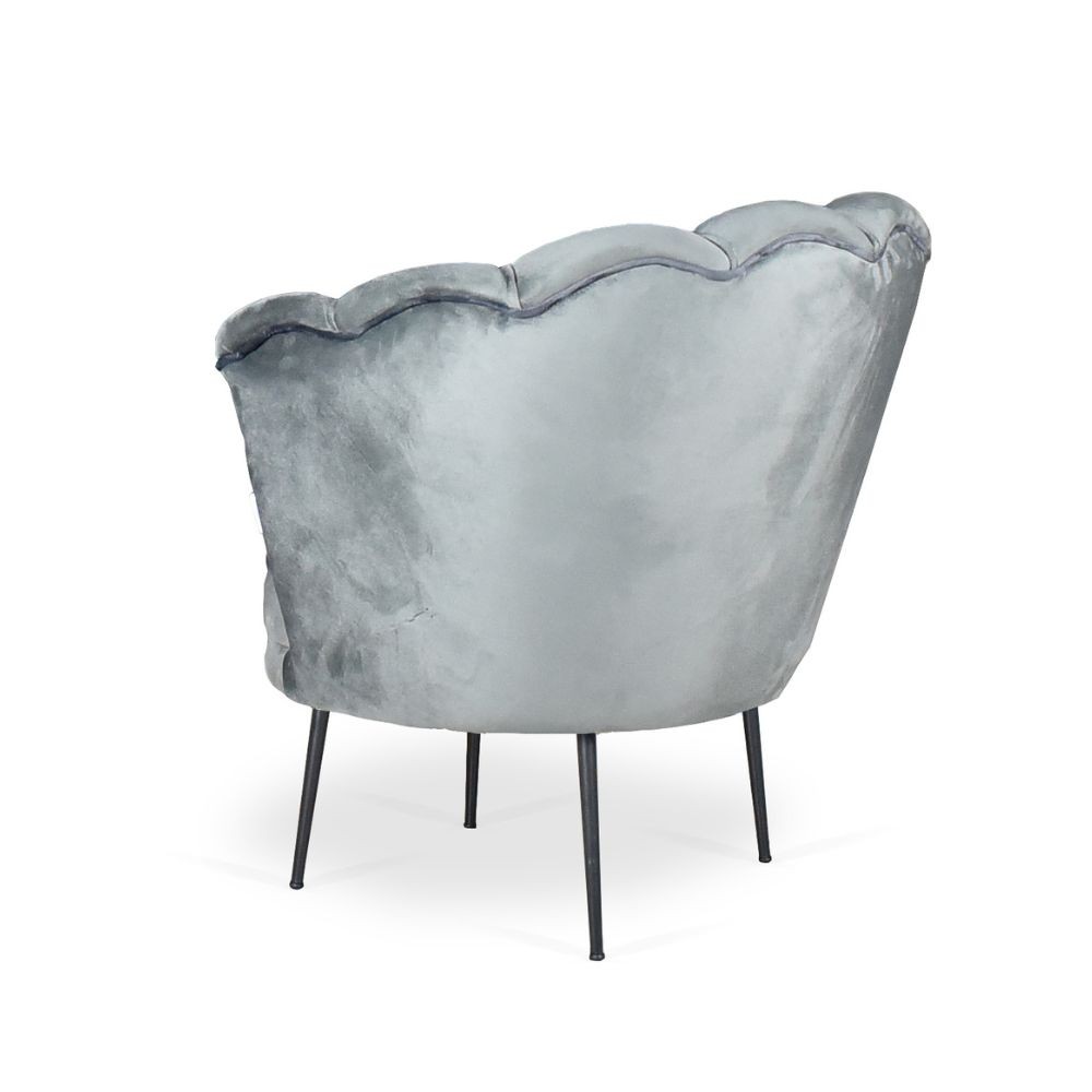 Poltrona Orel in velluto grigio Babyface 21 piedini neri H76xL70xP70