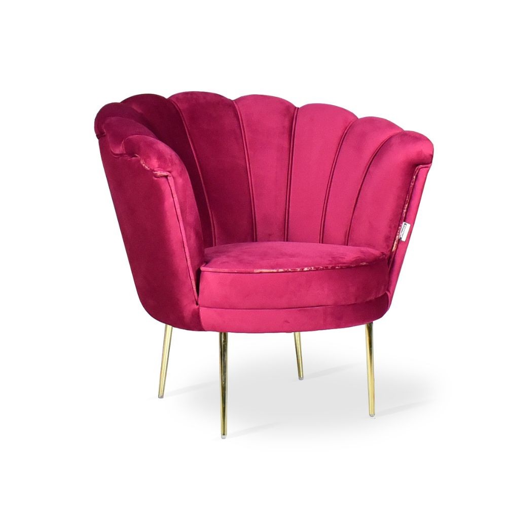 Poltrona Orel in velluto magenta Babyface 17 piedini oro H76xL70xP70