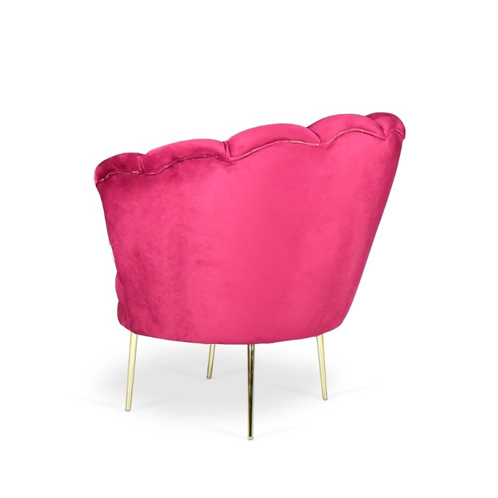 Poltrona Orel in velluto magenta Babyface 17 piedini oro H76xL70xP70