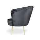 Poltrona Orel in velluto nero Babyface 28 piedini oro H76xL70xP70