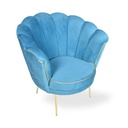 Poltrona Orel in velluto turchese con bordo e piedini oro H76xL70xP70