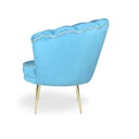 Poltrona Orel in velluto turchese con bordo e piedini oro H76xL70xP70
