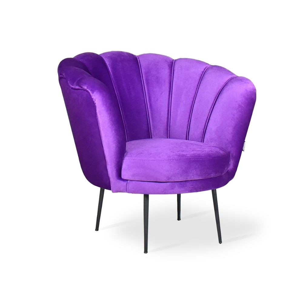 Poltrona Orel in velluto viola Luna 15 piedini neri H76xL70xP70