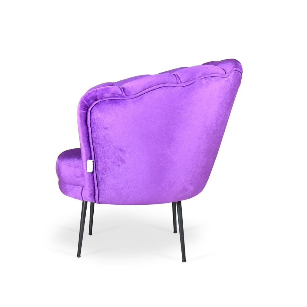 Poltrona Orel in velluto viola Luna 15 piedini neri H76xL70xP70