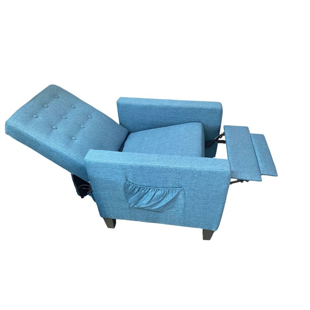 Poltrona Malea recliner 4 punti massaggianti in tessuto blu H97xL69xP87