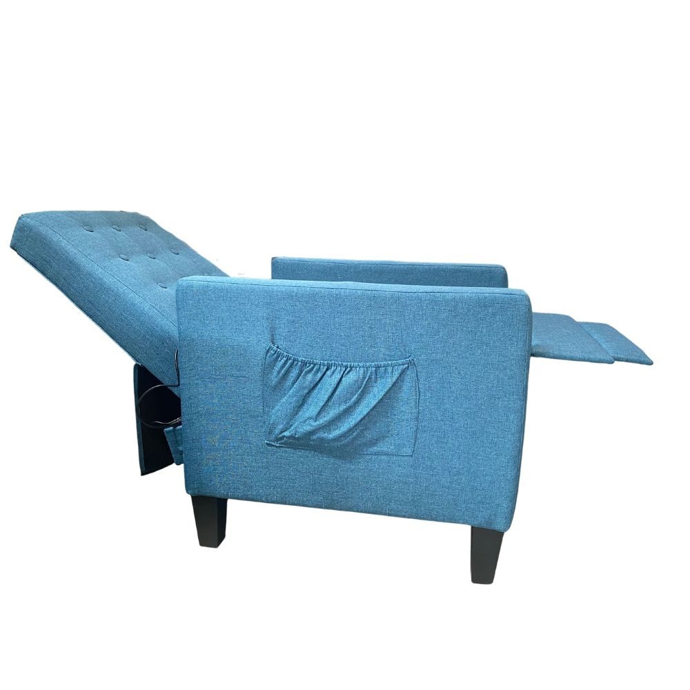 Poltrona Malea recliner 4 punti massaggianti in tessuto blu H97xL69xP87