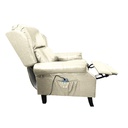Poltrona Wing recliner 6 punti massaggianti in ecopelle colore beige H106xL91xP86
