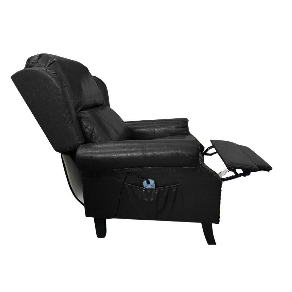 Poltrona Wing recliner 6 punti massaggianti in ecopelle colore nero H106xL91xP86