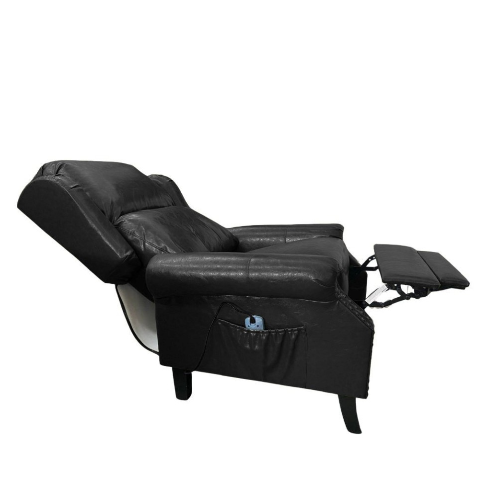 Poltrona Wing recliner 6 punti massaggianti in ecopelle colore nero H106xL91xP86