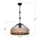 Lampada da soffitto Malina ASZ1180 struttura in metallo nero con dettagli in iuta H61xL34