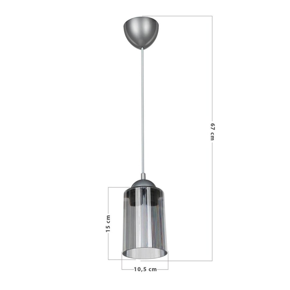 Lampada da soffitto Optical ASZ1027 con paralume in plastica fumè H67xL10.5