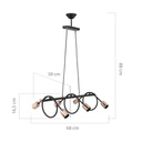 Lampada da soffitto Derbent MDL3938 in metallo nero con sei porta lampade H88xL68