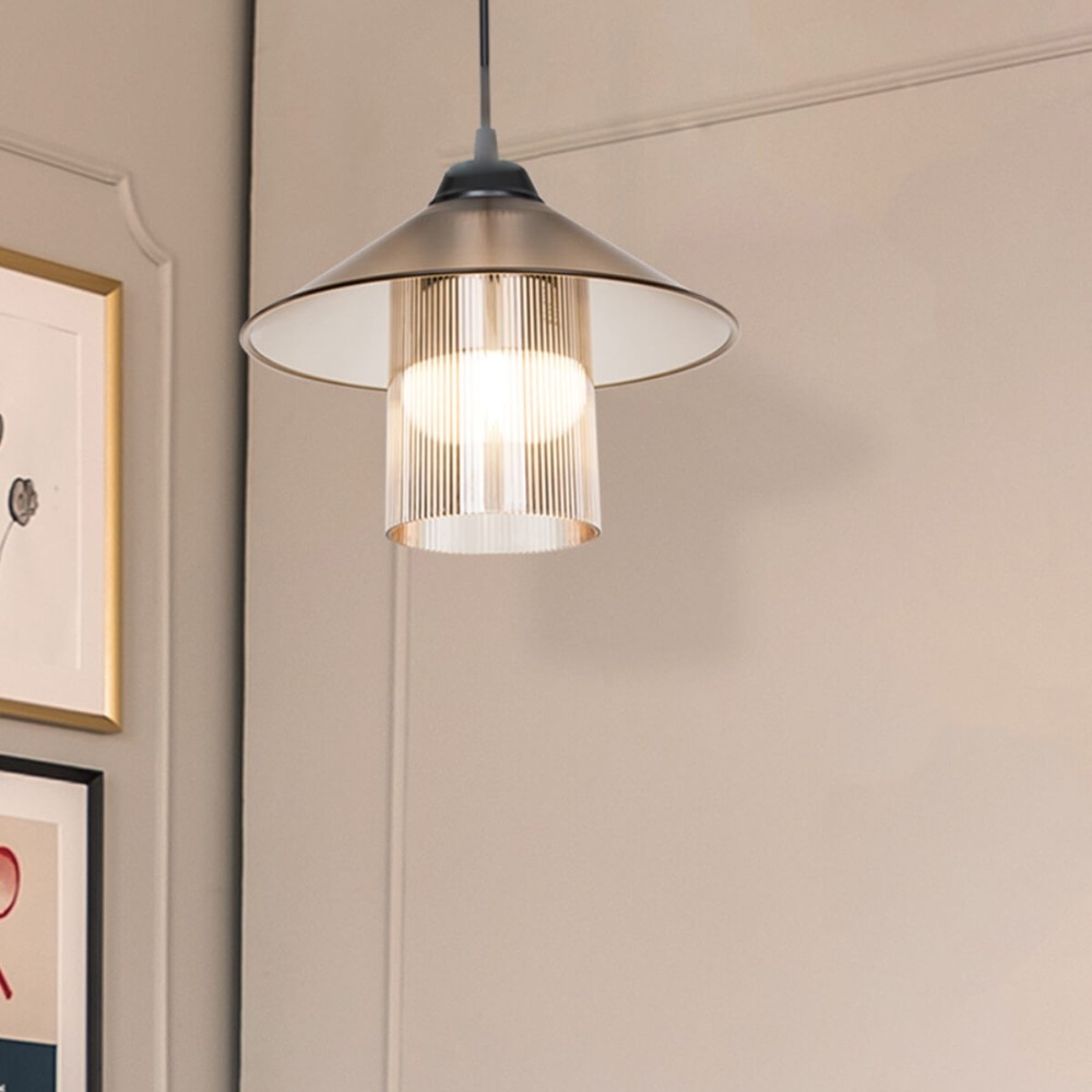 Lampada da soffitto Inka ASZ1464 con paralume in plastica ambrata H60xL25.5