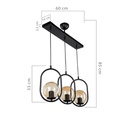 Lampada da soffitto Narissa ASZ1332 in metallo nero con tre portalampada H85xL60
