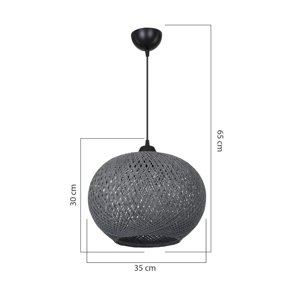 Lampada da soffitto Yumak MDL4745 con paralume in corda antracite H65xL35