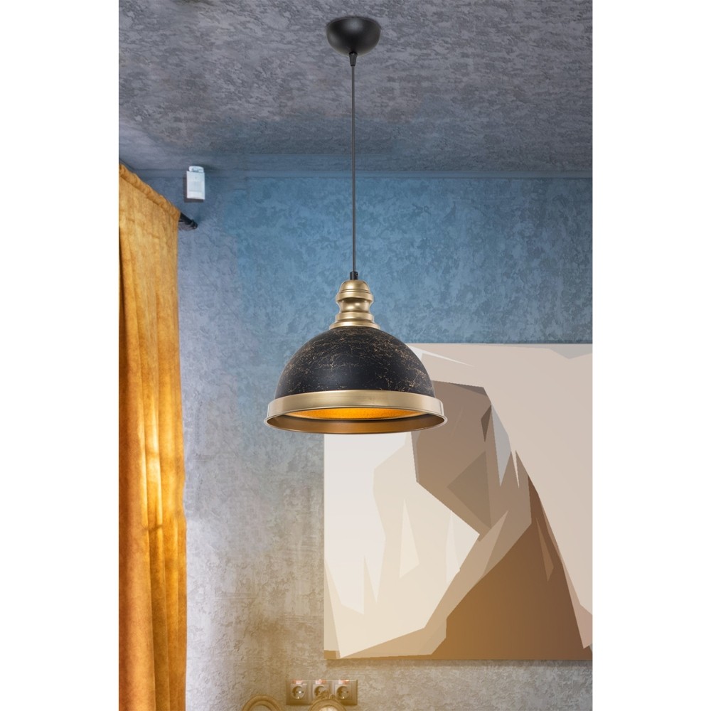 Lampada da soffitto Astek ASZ1637 con paralume in metallo nero H90xL29.5