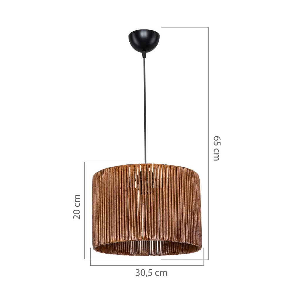 Lampada da soffitto Roya ASZ1700 in carta intrecciata rustica marrone H65xL30.5