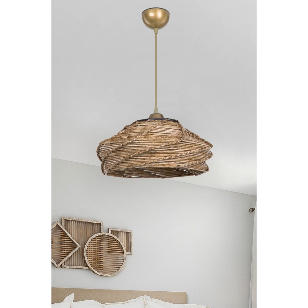 Lampada da soffitto Risa MDL4940 con paralume in carta intrecciata rustica H57xL40