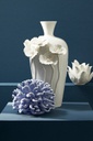 4x Candela fiore bianco D.13x10,5h ceramica