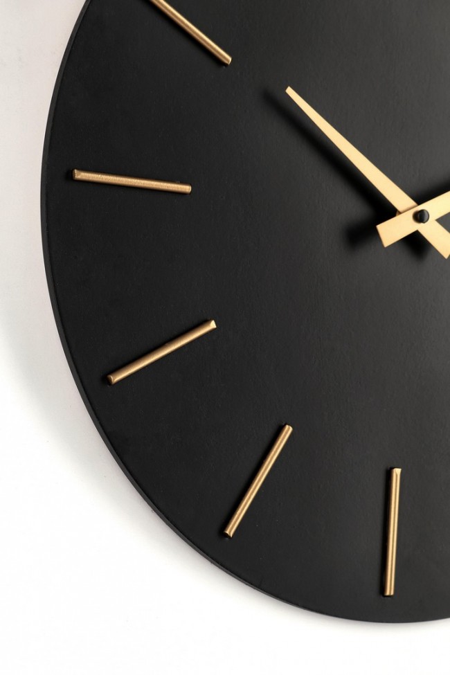 4x Orologio da parete nero D.40x5h in legno