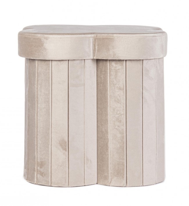 4x Pouf beige 40x40x40 in velluto