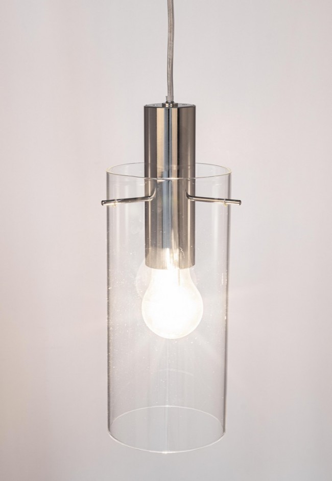 Lampadario 1 luce D.11x130h trasparente argento