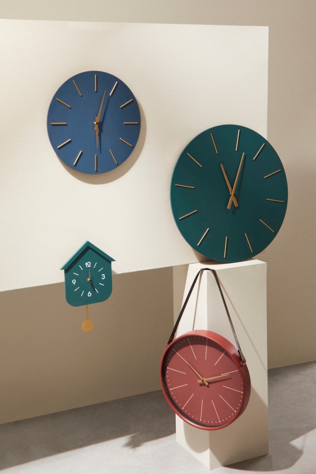 2x Orologio da parete verde D.60x5h in legno