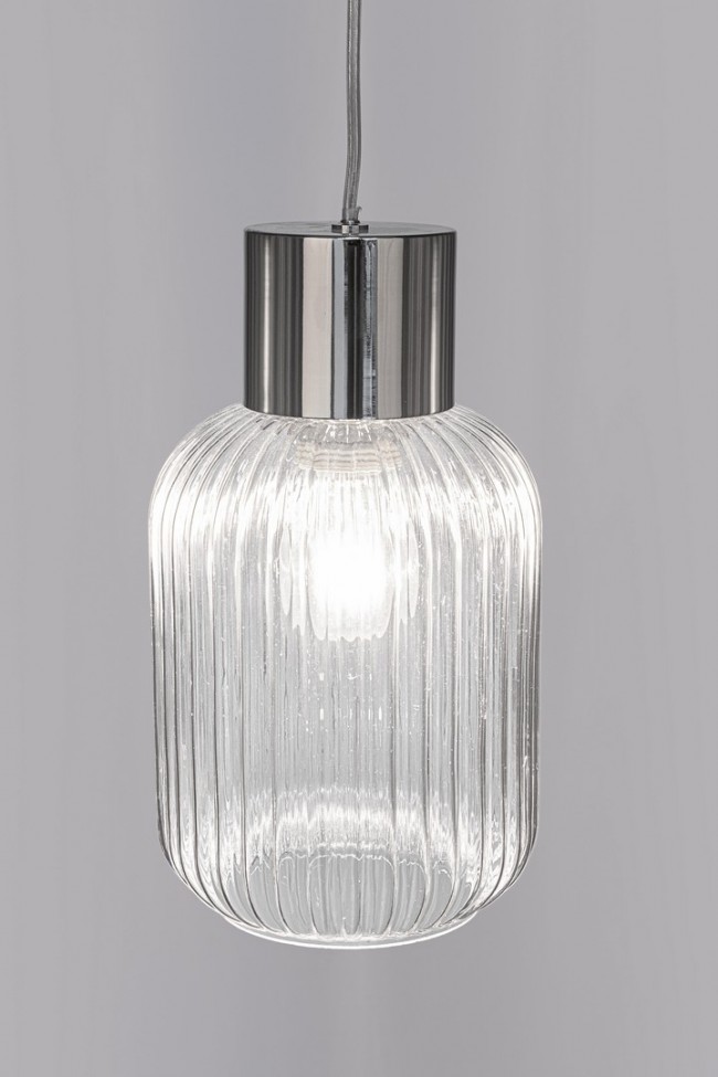 Lampadario 1 luce trasparente argento D.15x120h