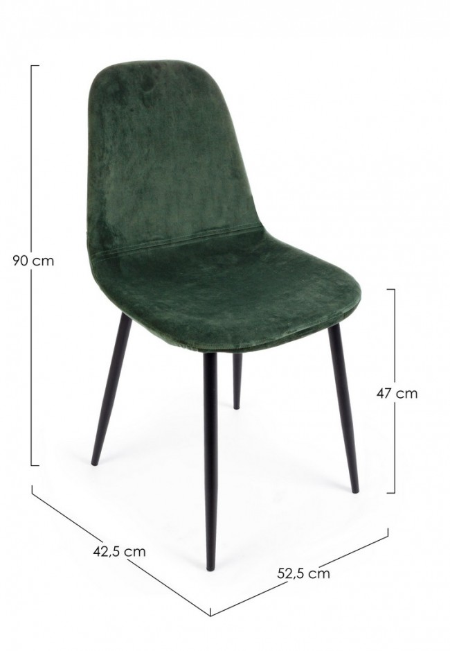 4x Sedia in velluto verde scuro 52,5x42,5x90