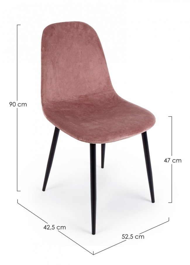 4x Sedia in velluto rosa 52,5x42,5x90