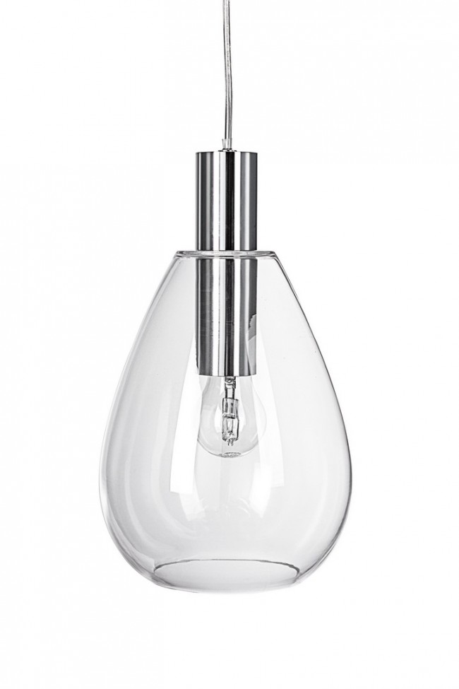 Lampadario 1 luce trasparente argento D.18,5x130h