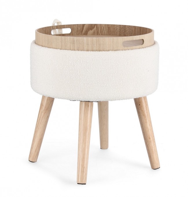 Sgabello contenitore D.39 x 42.5h in bouclé