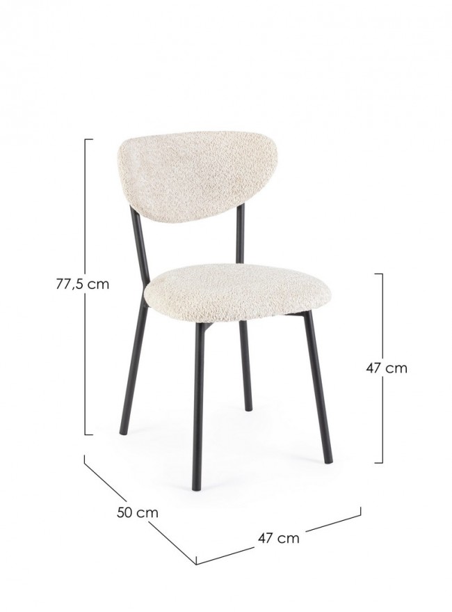 2x Sedia naturale bouclé 47x50x77.5