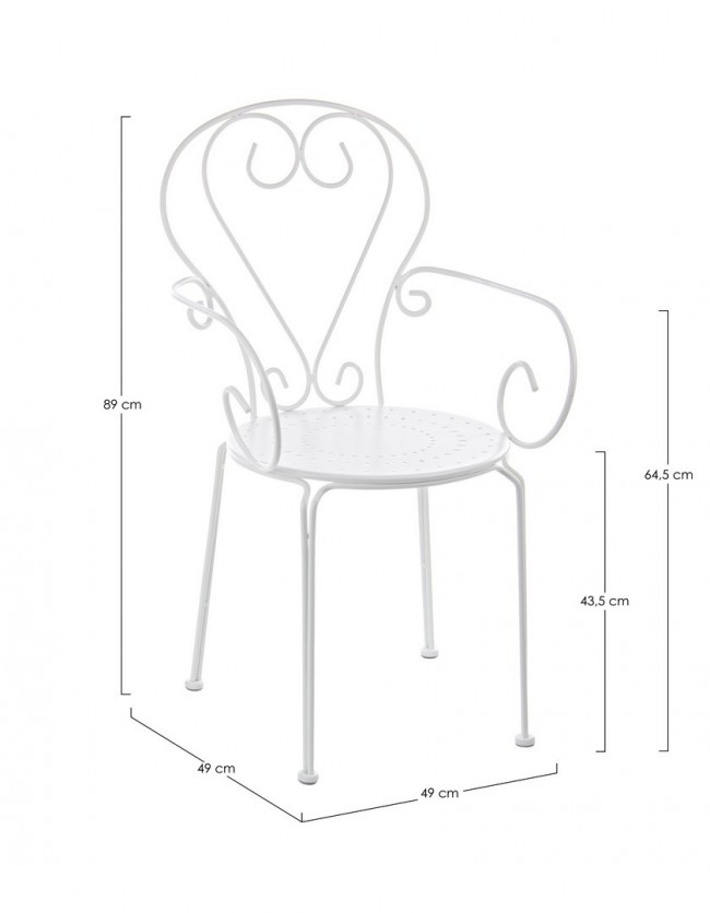 4x Sedia bianca in metallo 49x49x89h
