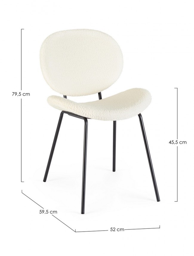 2x Sedia Maddie bianco 52x59.5x79.5h