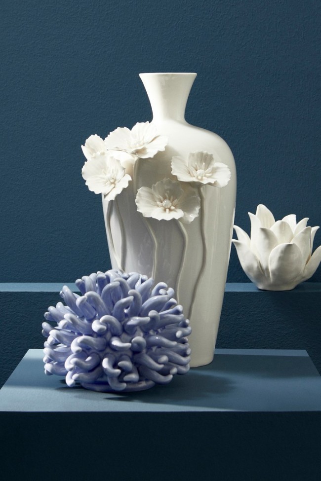 4x Candela fiore bianco D.13x10,5h ceramica