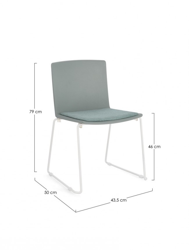 4x Sedia bianca/verde salvia 43.5x50x79